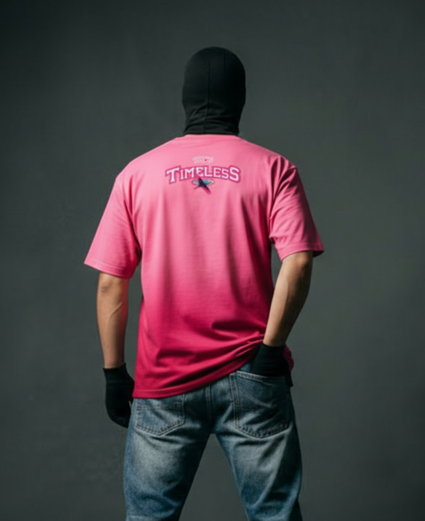 Timeless Pink Sunfade Ombré Wash Boxy Fit T-shirt